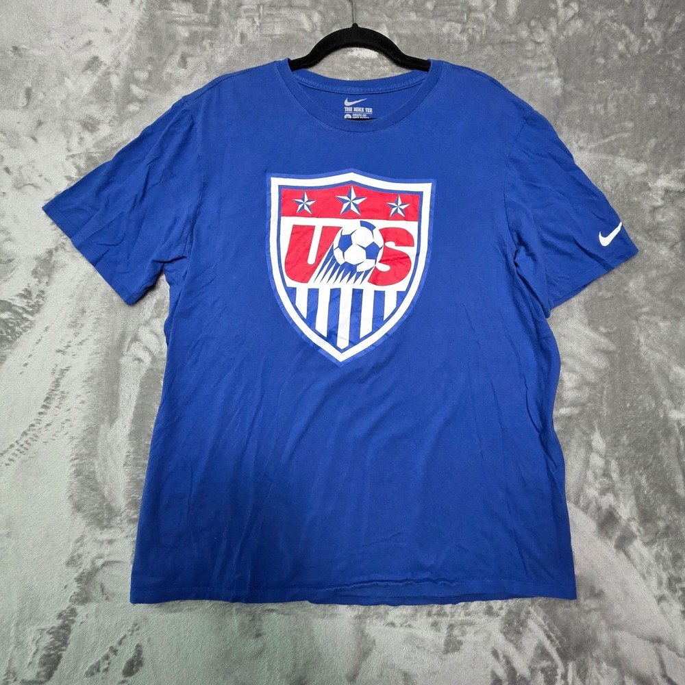 Nike US Soccer Federation T-Shirt Mens XL Blue Graphic USSF Shield Tee